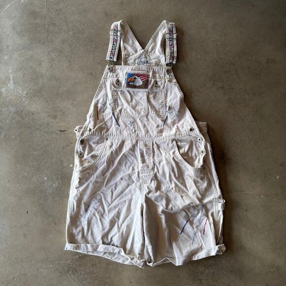 VINTAGE Y2K BUM EQUIPMENT OVERALL JORTS USA AMERICA GRUNGE BAGGY WOMENS LARGE - Picture 2 of 7